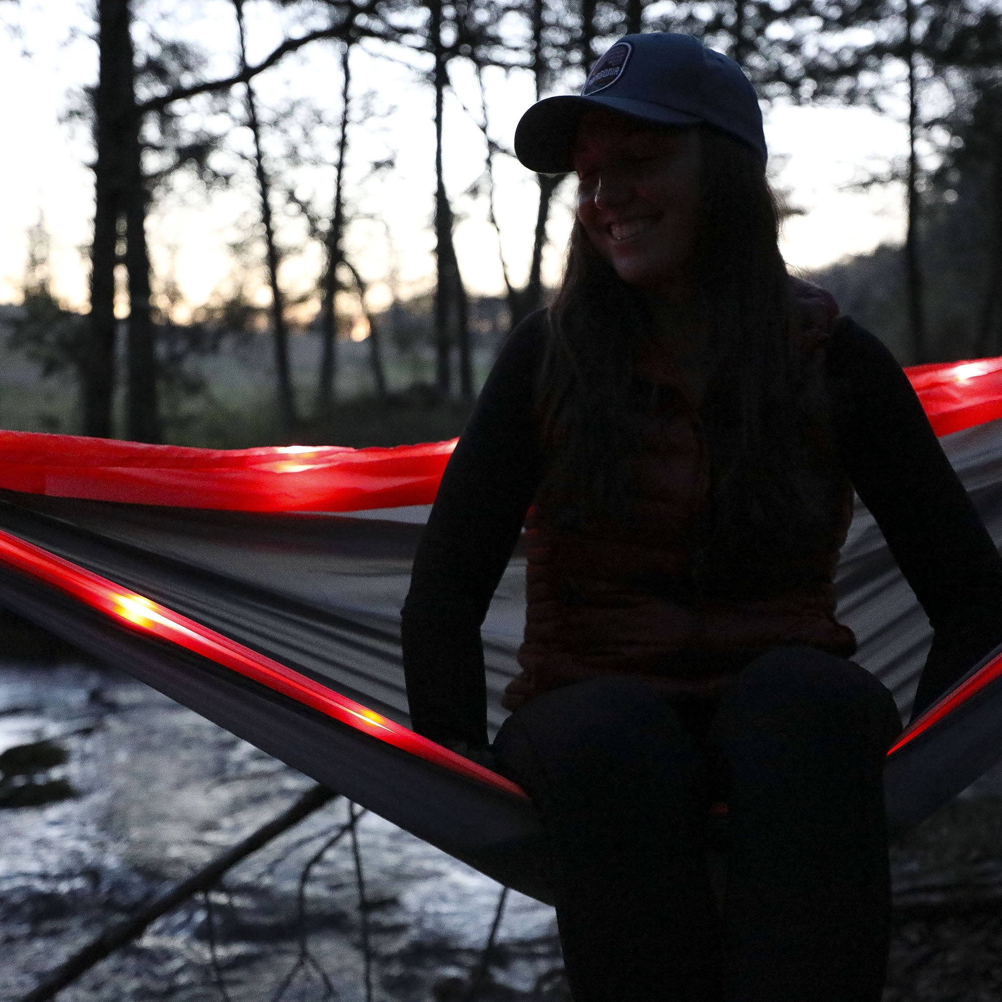 Equip Illuminated Nylon Portable Travel Hammock, 2 Person Green and Gray, Open Size 124" L x 77" W