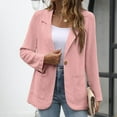 thumbnail image 6 of Jtjvou Trendy Suit Jacket Blazer for Women Business Lapel Jacket Button up Work Blazer with Pockets Slim-Fit Front Open Blouse Solid Color Office Cardigan Pink S, 6 of 9