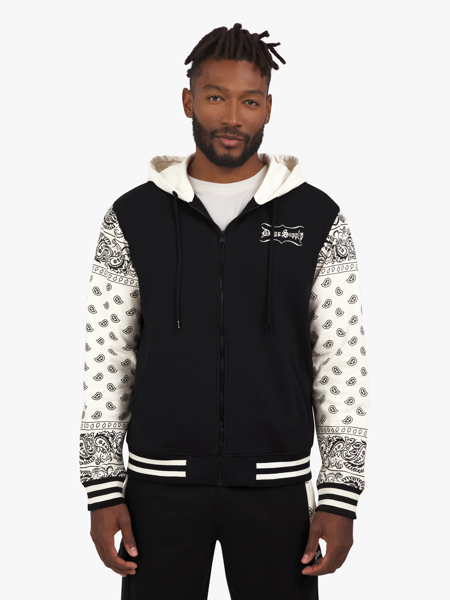 Dogg Supply by Snoop Dogg All Gender Varsity Print Full Zip Hoodie Sweatshirt, Men's Sizes XS-5XL