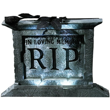 Foam Tombstone Pedestal with Rose Halloween Decoration