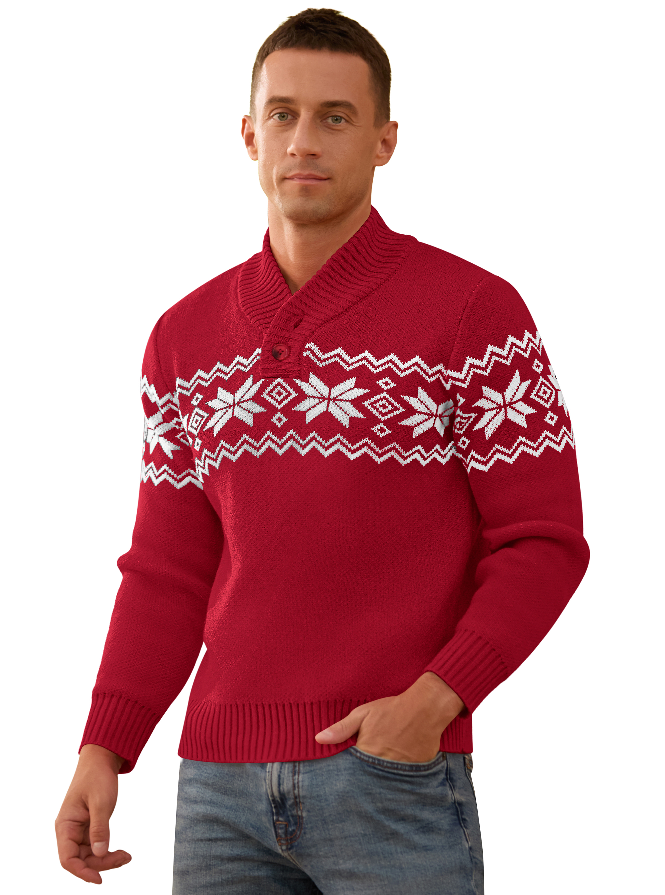 Iceglad Men's Fair Isle Christmas Sweater Pullover photo 2