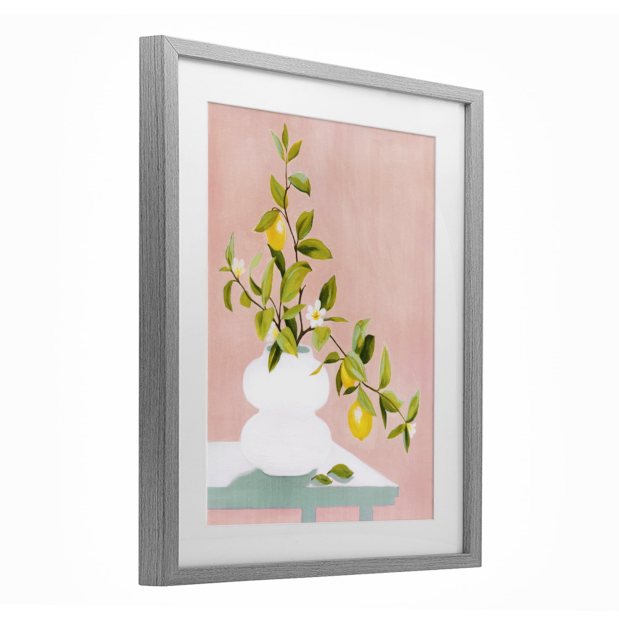 Stupell Industries Afternoon Limoncello Plant Gray Framed Print Under Glass, design by Grace Popp