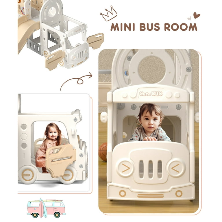 XJD 10-in-1 Toddler Slide Playset with Basketball Hoop, Ball for