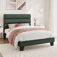 thumbnail image 2 of Amolife Twin Bed Frame, Platform Bed Frame with Chenile Fabric Upholstered Slat Headboard, Green, 2 of 7