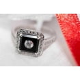 thumbnail image 3 of Art Deco 2Ct Round Lab Created Black Diamond & Cocktail 14K White Gold Plated Silver Ring, 3 of 4