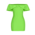 thumbnail image 4 of IROINNID Summer Dresses for Women , Summer Slim Short Dress Short Sleeve and Off-The-Shoulder Soild Color Holiday Dresses, 4 of 6