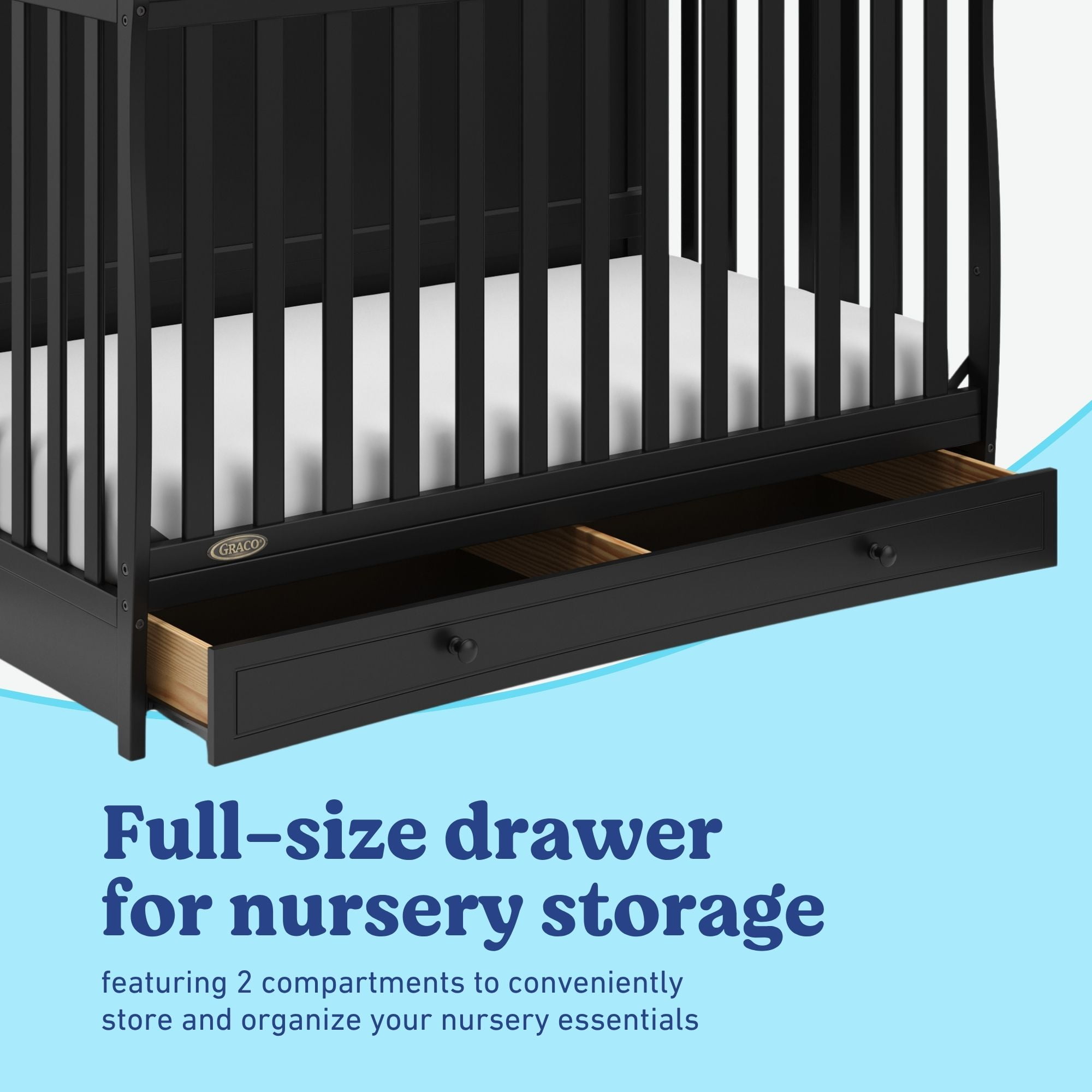 Graco Asheville 4-in-1 Convertible Baby Crib with Drawer, Black