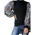 thumbnail image 4 of Women's Confetti Sequin Balloon Long Sleeve Mock Neck Pullover Sweater, 4 of 6