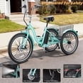 thumbnail image 3 of MOONCOOL 24"/26" Adult Electric Tricycle W/ Cover & Assembly Tools, Peak 700W 36V 10.4AH, 7 Speeds Step Through Electric Trike Motorized Three Wheel Electric Bikes w/ Large Basket for Women Men, 3 of 10