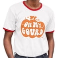thumbnail image 2 of Pumpkin Oh My Gourd Ringer Tee Shirt Unisex 2X-Large White/Red, 2 of 5