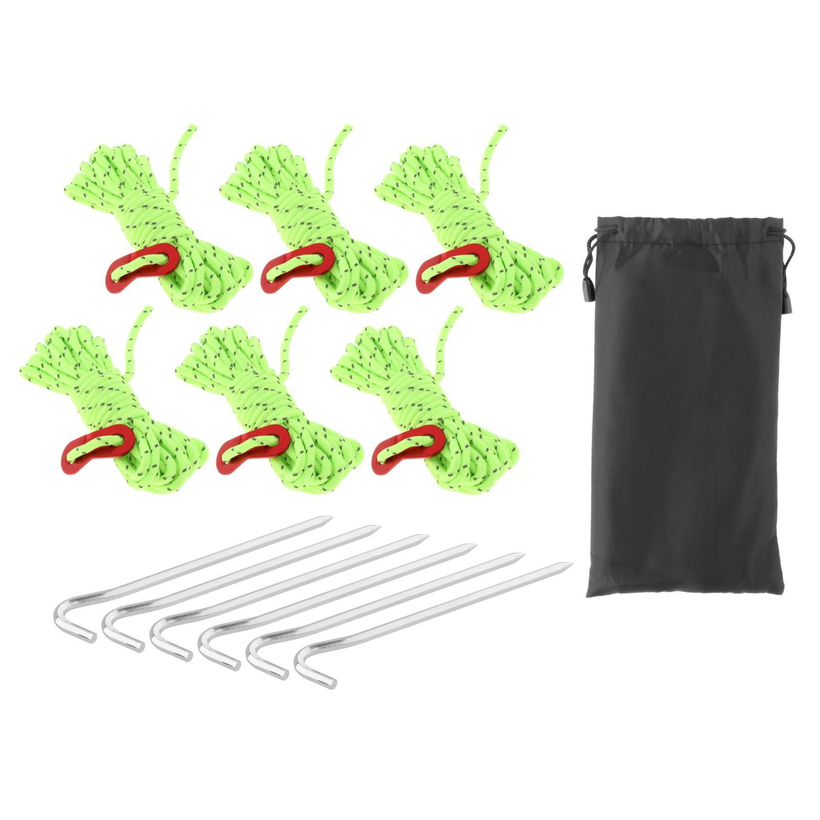 4Pcs Fluorescent Green Tent Guide Rope Tent Camping Reflecting Guy Rope 4M  New 