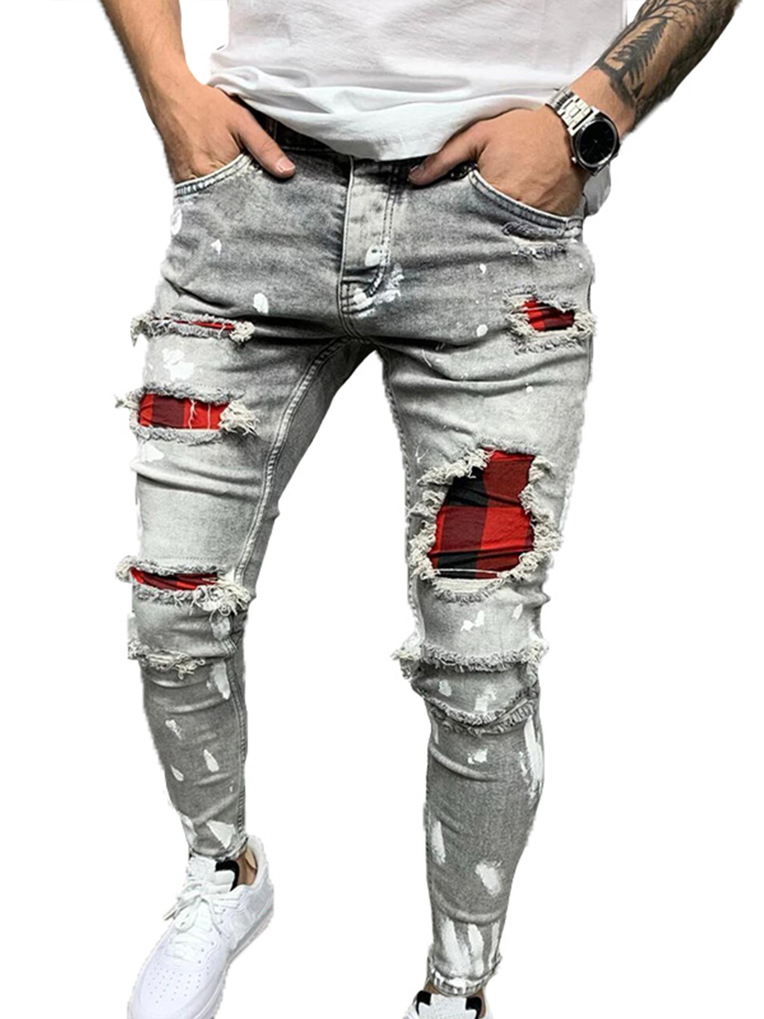Boys Skinny Fit Ripped Distressed Stretch Washed Fashion Kids Denim Jeans Pants