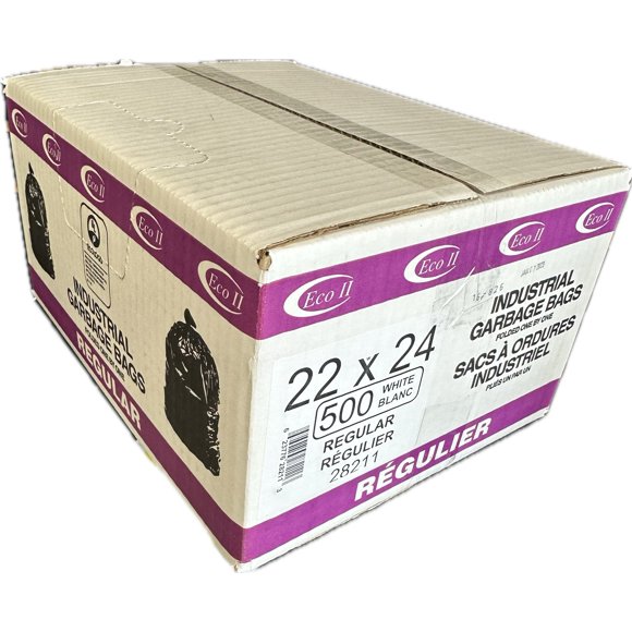 Industrial Garbage Bags, Individually Folded, Regular, 22" W x 24" L, Black , Box of 500