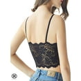 thumbnail image 3 of Luxtrada Womens Sexy Lace Floral Half Camisole Padded Bra Sexy Spaghetti Strap Bra Top V-Neck Bustier Crop Top (Black,L), 3 of 7