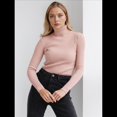 thumbnail image 4 of Suéteres Acanalados para Mujer, Lindos Suéteres de Punto de Cuello Alto, Ajustados y Cálidos Rosa un Tamaño, 4 of 10