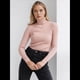 thumbnail image 4 of Suéteres Acanalados para Mujer, Lindos Suéteres de Punto de Cuello Alto, Ajustados y Cálidos Rosa un Tamaño, 4 of 10