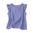 thumbnail image 2 of LIZUOJUN Tank Tops for Women Women's Summer Flutter Sleeve Tank Top Cotton Linen Blend Solid Color Casual Vest Tops for Vacation Daily Wear,Purple,3XL, 2 of 6