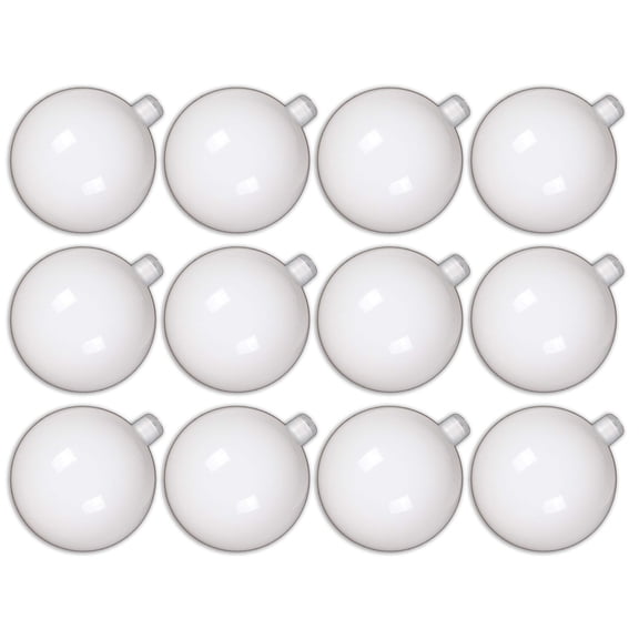 12 Pack 80mm 3" Shiny White Ball Ornament with Wire, UV Coated