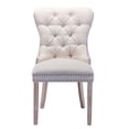 thumbnail image 2 of Guyou Elegant Solid Wood Dining Chair (Set of 2), Linen Fabric Button Tufted Wingback Upholstered Side Chairs with Nailhead Trim and Pull Ring for Kitchen Dining Room Bedroom, Beige, 2 of 13