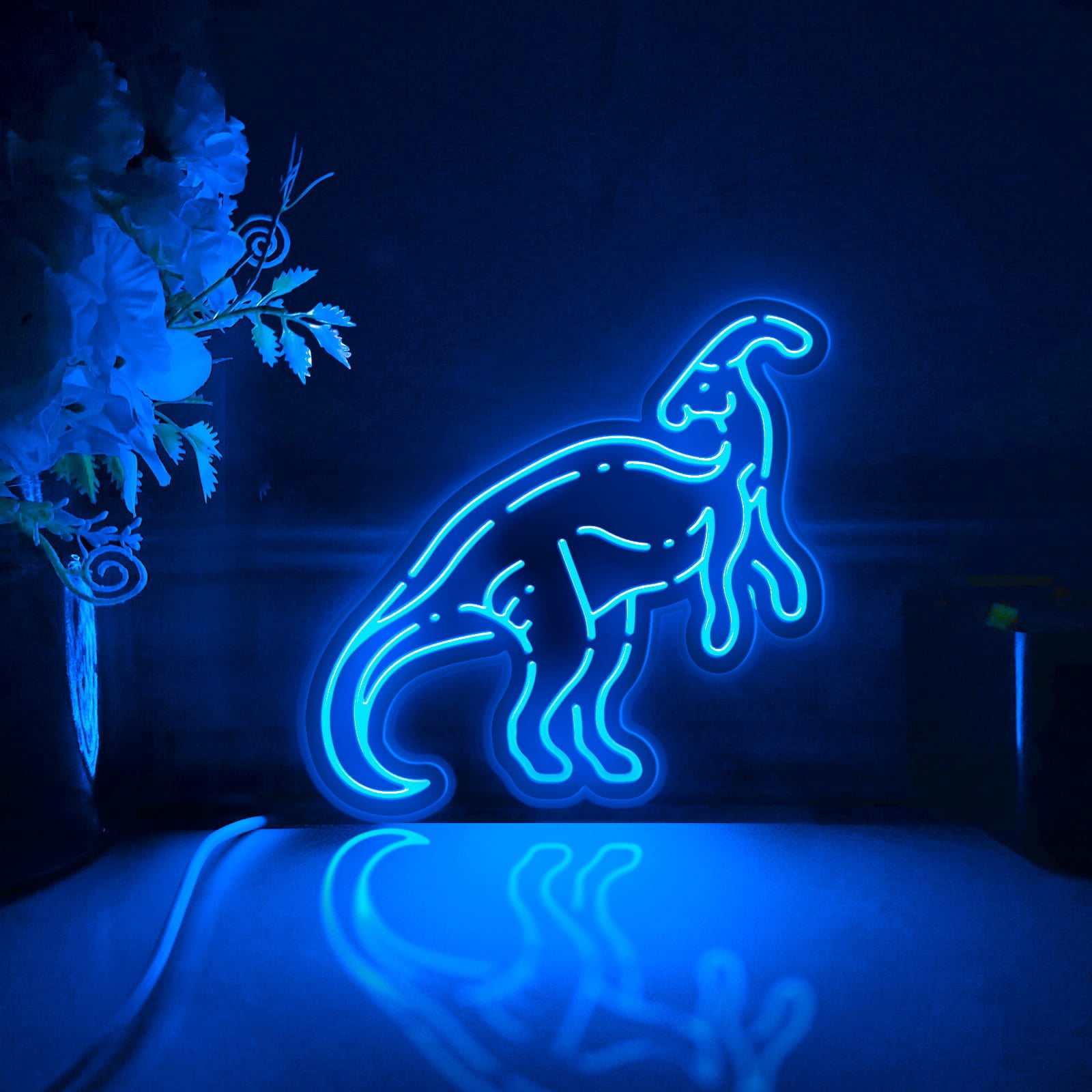 Dinosaur Led Light Box, Dimmable Neon-Like Light Signs USB Power for Wall Decor Bedroom Decoration, Color Flow Effect (WxH) 16"x15"