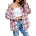 thumbnail image 2 of Fantaslook Plaid Flannel Shirts for Women Oversized Long Sleeve Button Down Shirts Blouses Tops, 2 of 9