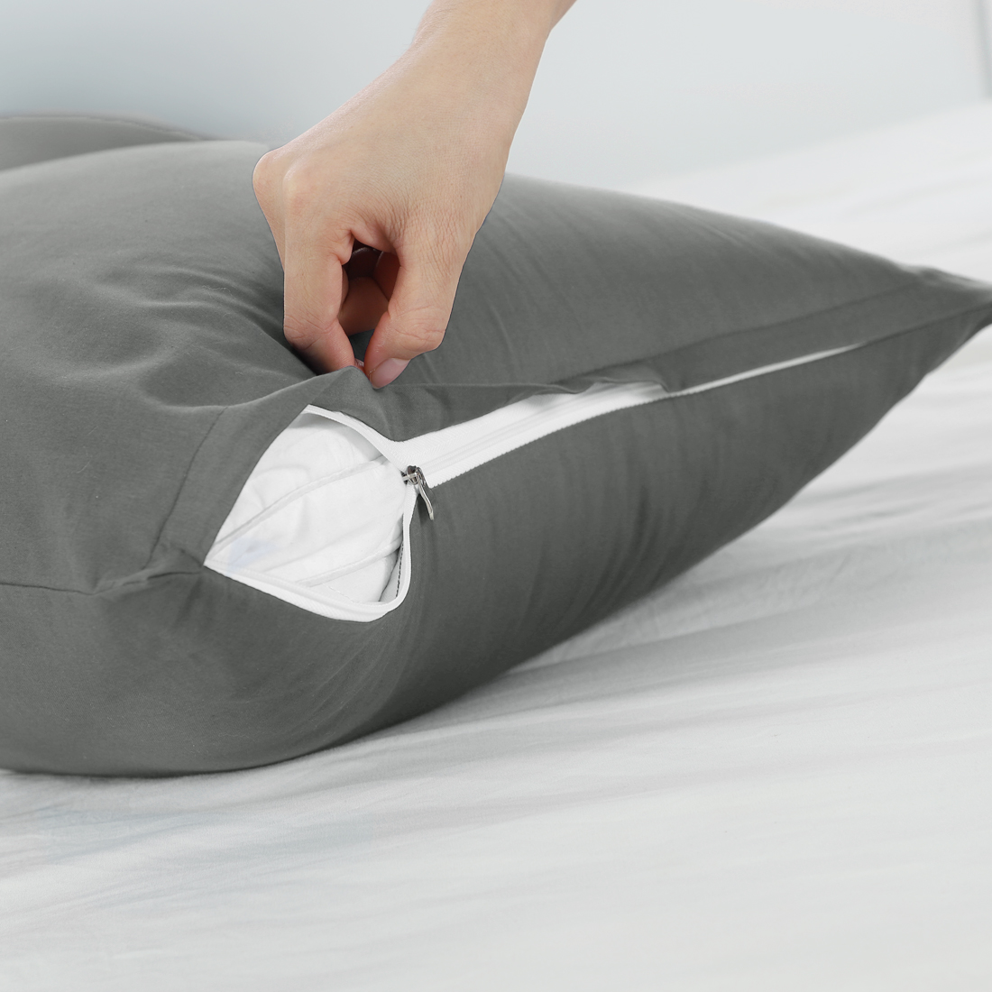 Unique Bargains Pillowcases 2-Piece Egyptian Cotton Pillow Cover Dark Gray Standard