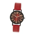 thumbnail image 3 of Reloj de pulsera analógico informal para mujer, elegante y sencillo con correa de piel sintética, a la moda Rojo, 3 of 9