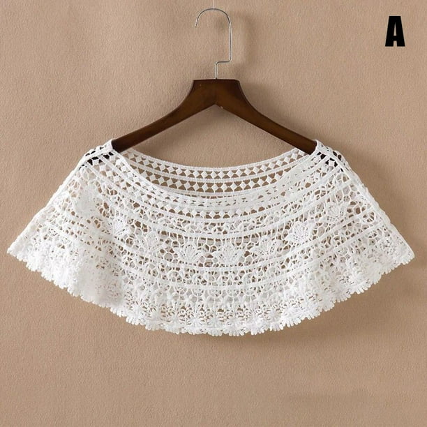 Women Vintage Crochet Knit Cape Lace Short Hollow out Shawls Shrug