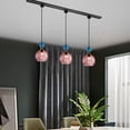 thumbnail image 6 of Kiven H-Type Track Lighting, 3-Light Modern Halo Track Pendant Light with Red Glass Globe, Track Light Pedant for Bedroom Kitchen Island Home Cafe,Cord length 39.4", 6 of 7