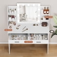 thumbnail image 4 of Bifanuo Vanity Desk Set with 11 Bulbs Mirror & Power Outlet, Modern Vanity Table with Stool, Drawers, 42.5in, White, 4 of 8