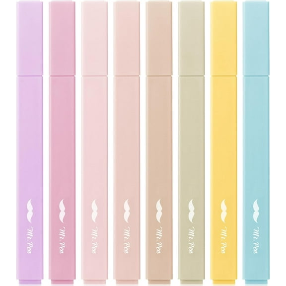 Mr. Pen- Aesthetic Highlighters, 8 pcs, Chisel Tip, Neutral Colors, Cute Highlighters Assorted Colors