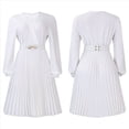 thumbnail image 3 of Vestido Midi para Mujer, Vestido de Iglesia, Moda, Cintura Alta, Vestido Informal de Negocios, Vestido de Cóctel con Cinturón L, 3 of 10