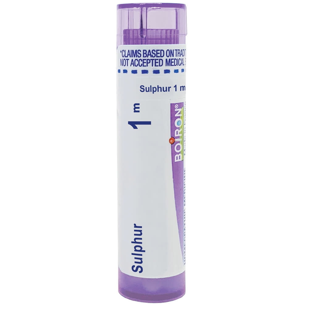Boiron Sulphur 1M, Homeopathic Medicine for Skin Rash Worsened By Heat And Water, 80 Pellets