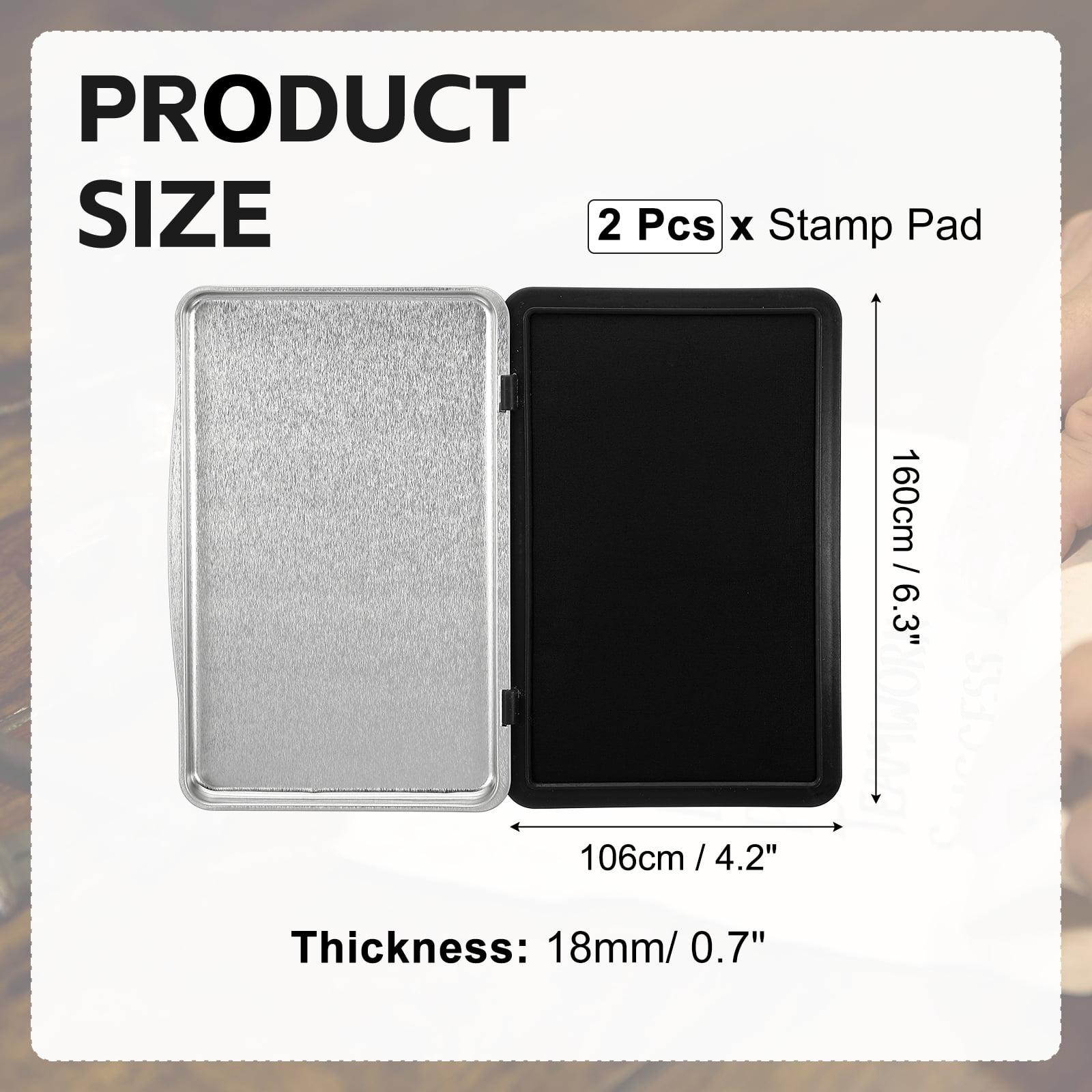 6x4 Inch Stamp Pad, 2Pcs Washable Craft Ink Pad, Waterproof Inkpad Clear Printing for Rubber Stamp, Card Making, Scrapbooking, Fingerprint, Handprint, Stamping, Black