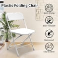 thumbnail image 4 of Metal Folding Chairs 4 Pack, Portable Stackable Seat with Steel Frame and Comfortable Seating, Foldable Party Chair Set for Office, Waiting Room, Party, White (Plastic-White, 4 Pack), 4 of 9