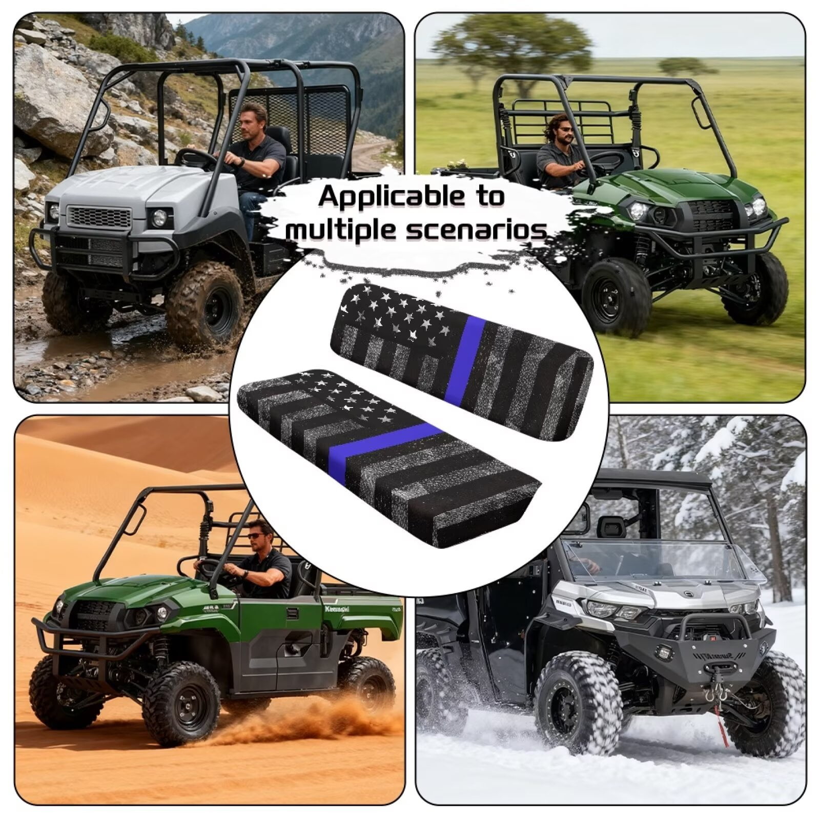 Yuyamidu American Flag UTV Seat Covers Bench Seat Cover and Backrest Cover 4 Wheeler Accessories Compatible with Kawasaki Mule 3000 3010 3020 4000 4010 (2001-2023 2025)