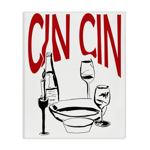 Stupell Industries Cin Cin Wine Glasses Food & Beverage Painting Wrapped Canvas Art Print Wall Art, 16 x 20