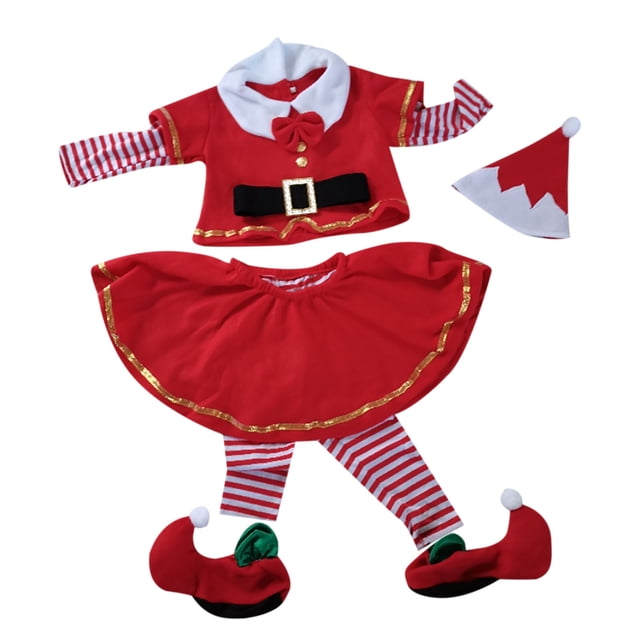 Conjunto De Ropa De Papá Noel Traje De Navidad Para Niños Pequeños Niños Invierno Navidad Vestir Traje De Fiesta Ropa De Rendimiento Ropa Para Niños Blanco Odeerbi LM103-8282