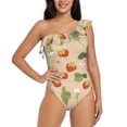 thumbnail image 2 of Picia Floral Strawberr Pattern Women's One Piece Swimsuits,One Shoulder Swimwear Asymmetric ,Ruffle Monokinis Bathing Suits,High Waisted Flattering Bathing Suits-, 2 of 8