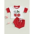 thumbnail image 3 of Blotona Baby Girls Summer Outfit Fruit Letter Print Short Sleeve T-shirt and Elastic Casual Shorts Set, 3 of 10