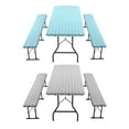 thumbnail image 6 of cpengpj Patio Furniture Set Waterproof Vinyl Table Cover Set with Flannel Back, Elastic Edge for Outdoor Picnic and Courtyard, Fits 30x72in Table and 2 Chairs, 3Pcs, Stain Resistant, Easy Clean, 6 of 7