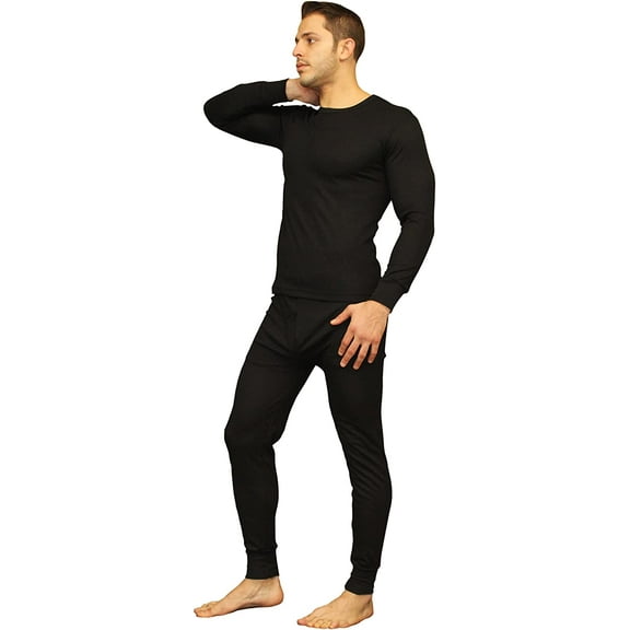 Gilbin Men's Ultra Soft Thermal Underwear Long Johns Sets 2pc Top and Pants Base Layer Set Thermal Underwear Set for men (Black Medium)