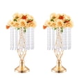 thumbnail image 1 of Set de 20 soportes para flores para bodas, cristal, 43 cm de alto, color dorado, 1 of 9