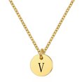 thumbnail image 1 of Flmtop Femmes Lettre Ronde Pendentif en Acier Titane Chaîne Clavicule Collier Bijoux Cadeau, 1 of 10
