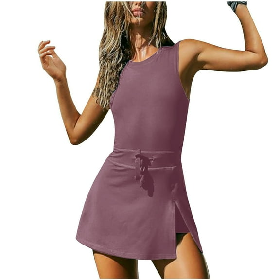 hotojiny Women's Workout Rompers Summer Trendy Sleeveless Skorts Yoga Jumpsuits Lounge Tennis Gym Running Romper