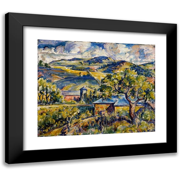 Preston Dickinson 14x12 Black Modern Framed Museum Art Print Titled - Maine Landscape (circa 1917-1921)
