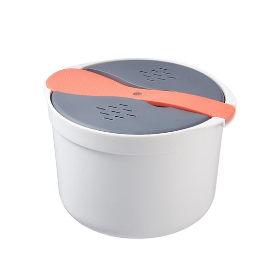 Billuyoard Horno de microondas portátil para Hotel, arrocera con cuchara, olla de vapor multifuncional de grado alimenticio, utensilios de Cocina y Comedor Naranja