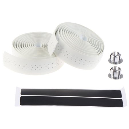 (White) Bicycle Handlebar Tape Road Bike PU Leather Perforated Belt Breathable Soft