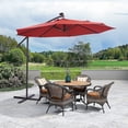 thumbnail image 4 of 10 FT Offset Hanging Umbrella Solar Outdoor Patio Cantilever Umbrellas with Crank , 32 LED Lights, Cross Base for Yard, Garden, 4 of 9