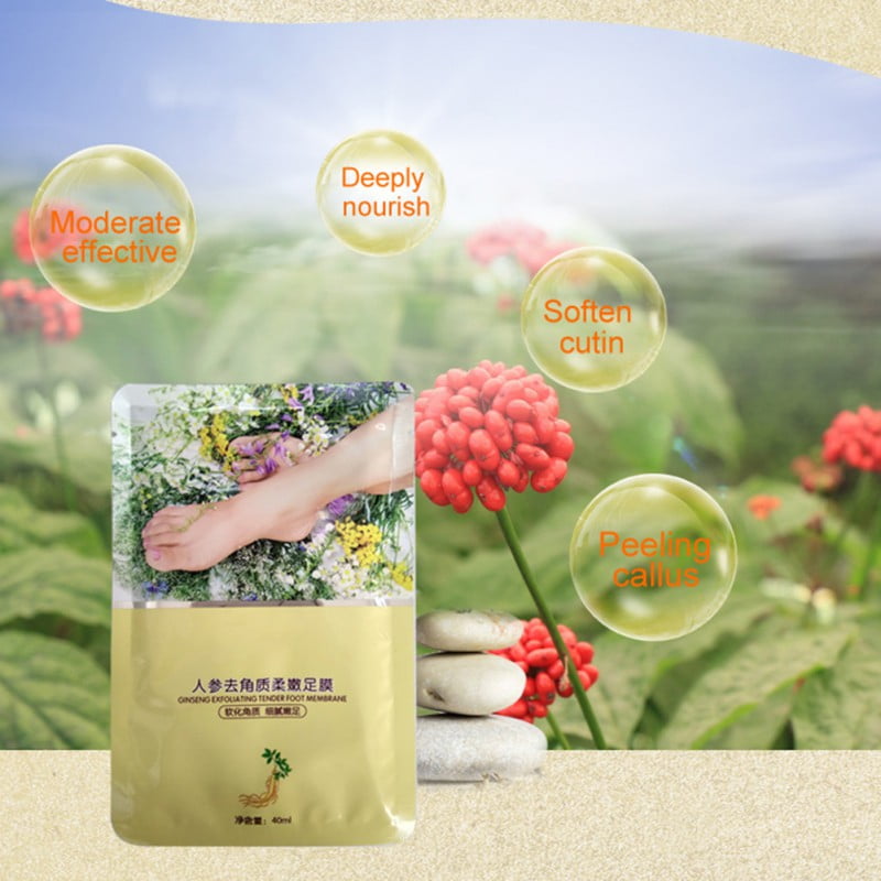 Foot Peel Mask, Ginseng Extract, Exfoliator Peel-Off Calluses Dead Skin Callus Remover, Baby Soft Smooth Touch Feet-Men Women1 Pair